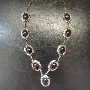 Sterling silver and Black stone necklace